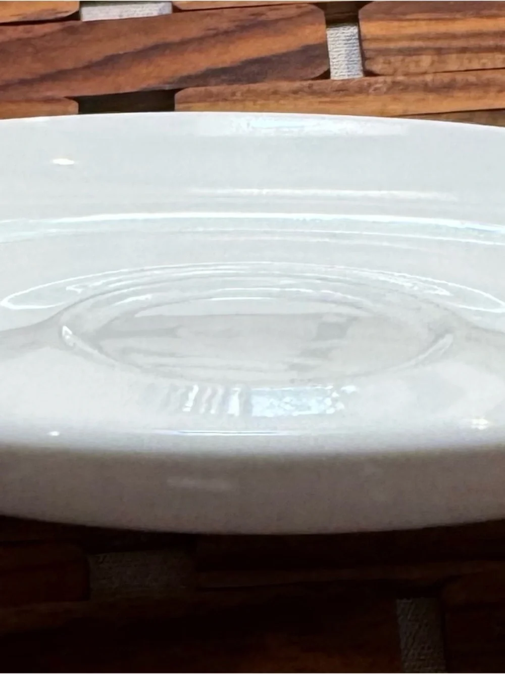 Cost Plus World Market White Ceramic Saucers with Green Stripe -Set of 3 classic